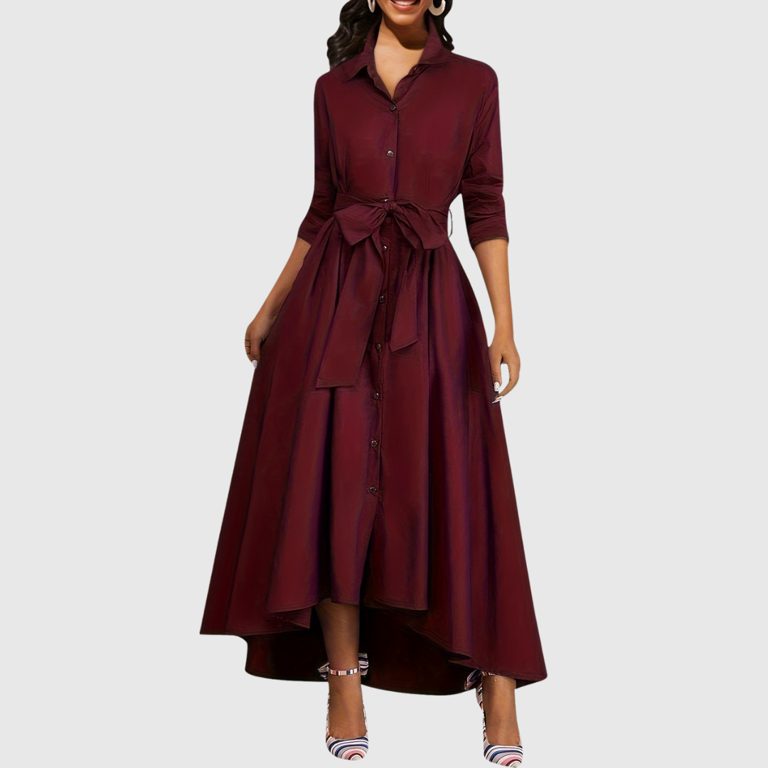 LIVIENNE | ELEGANT BUTTON-FRONT MAXI DRESS
