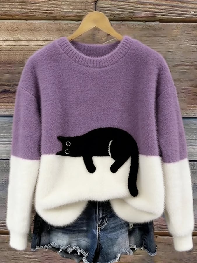 Carine | Elegant Oversized Jumper with Cat