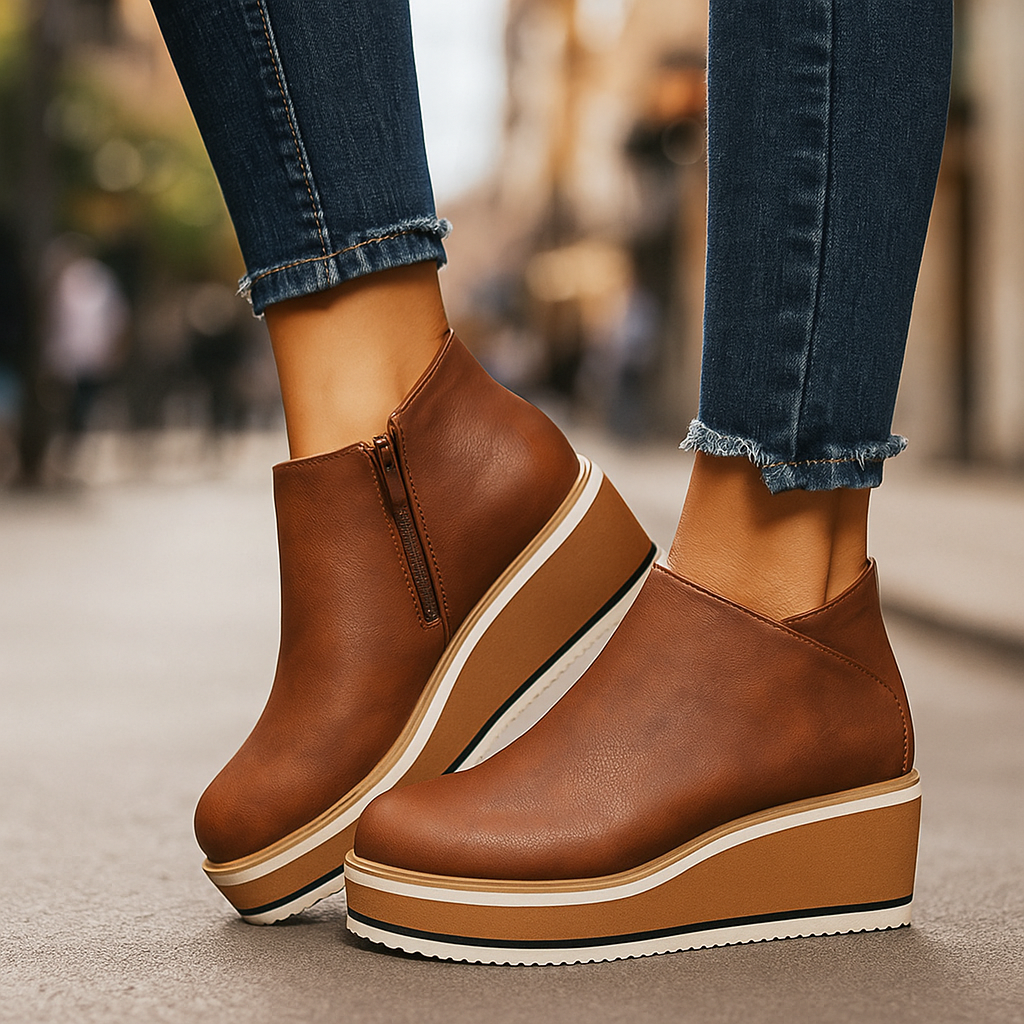 Coralie | Wedge Ankle Boots with Side Zip