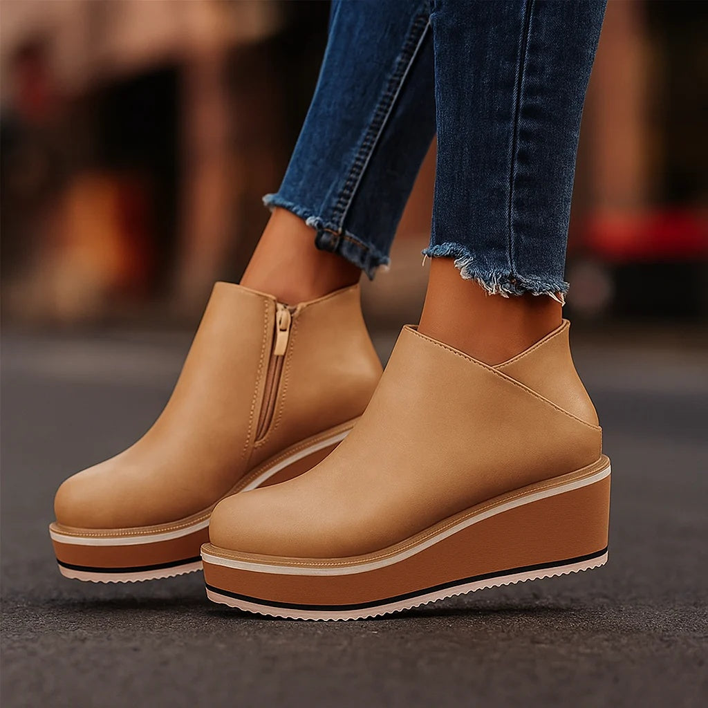 Coralie | Wedge Ankle Boots with Side Zip