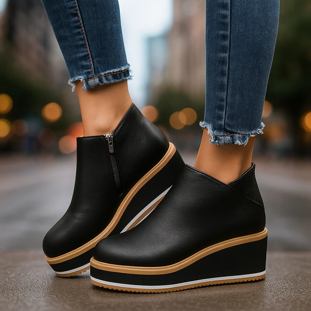 Coralie | Wedge Ankle Boots with Side Zip
