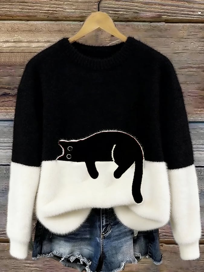 Carine | Elegant Oversized Jumper with Cat