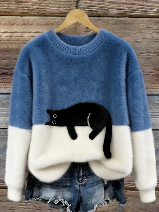 Carine | Elegant Oversized Jumper with Cat