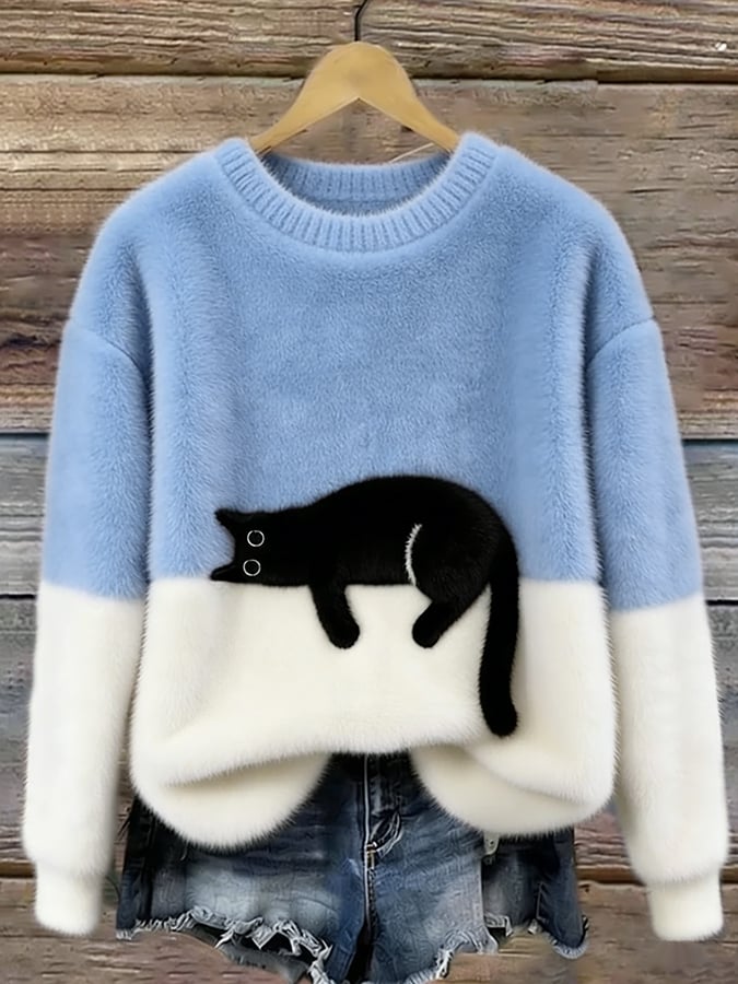 Carine | Elegant Oversized Jumper with Cat