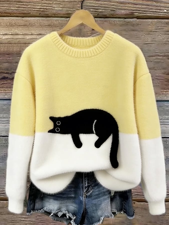 Carine | Elegant Oversized Jumper with Cat