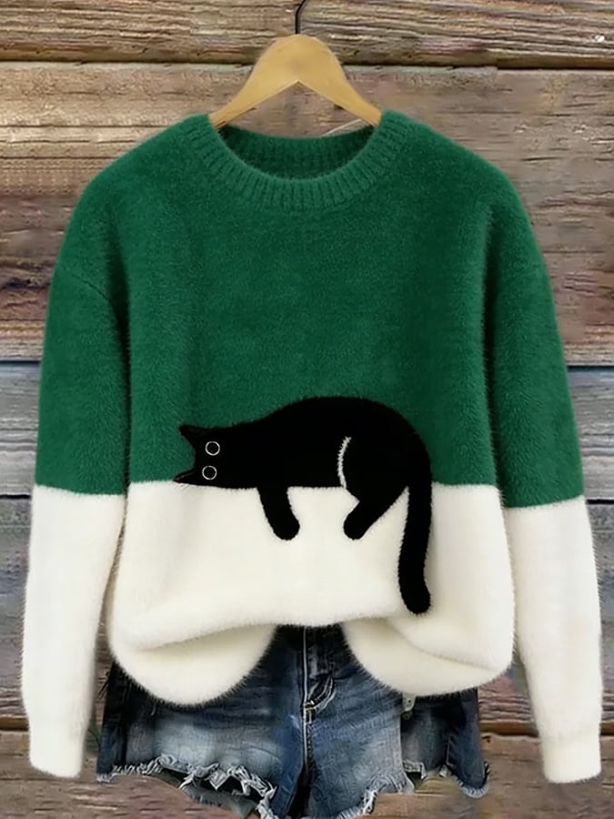 Carine | Elegant Oversized Jumper with Cat