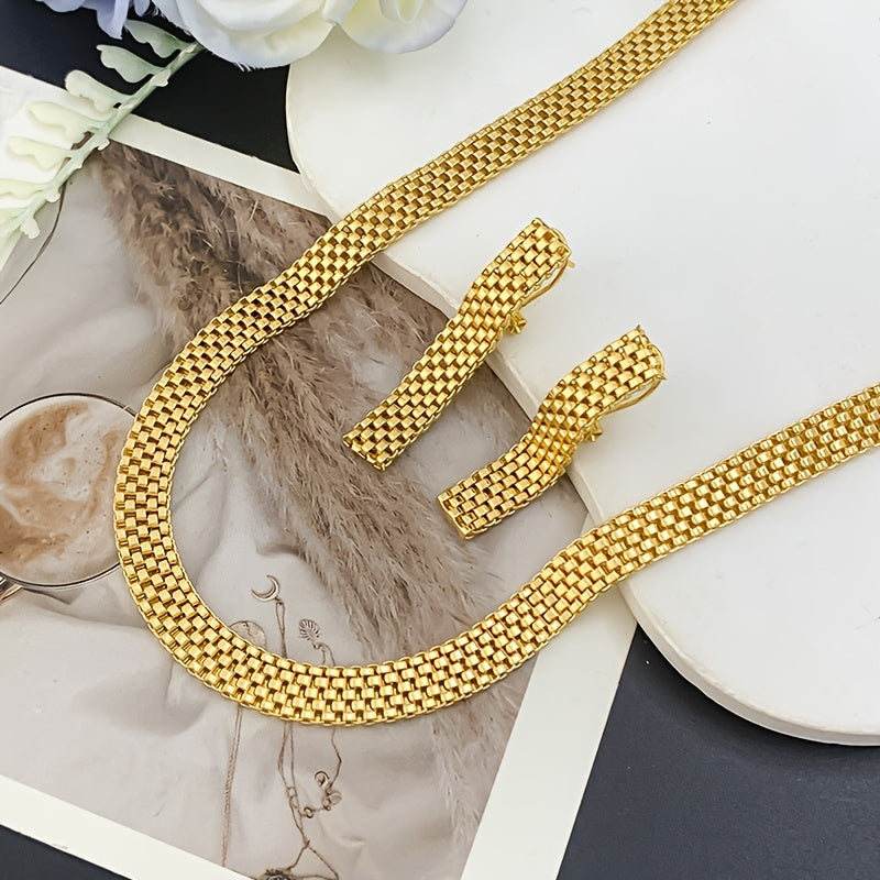 REFINED LONG NECKLACE, BRACELET & EARRINGS SET