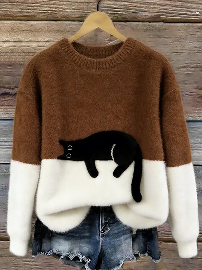 Carine | Elegant Oversized Jumper with Cat