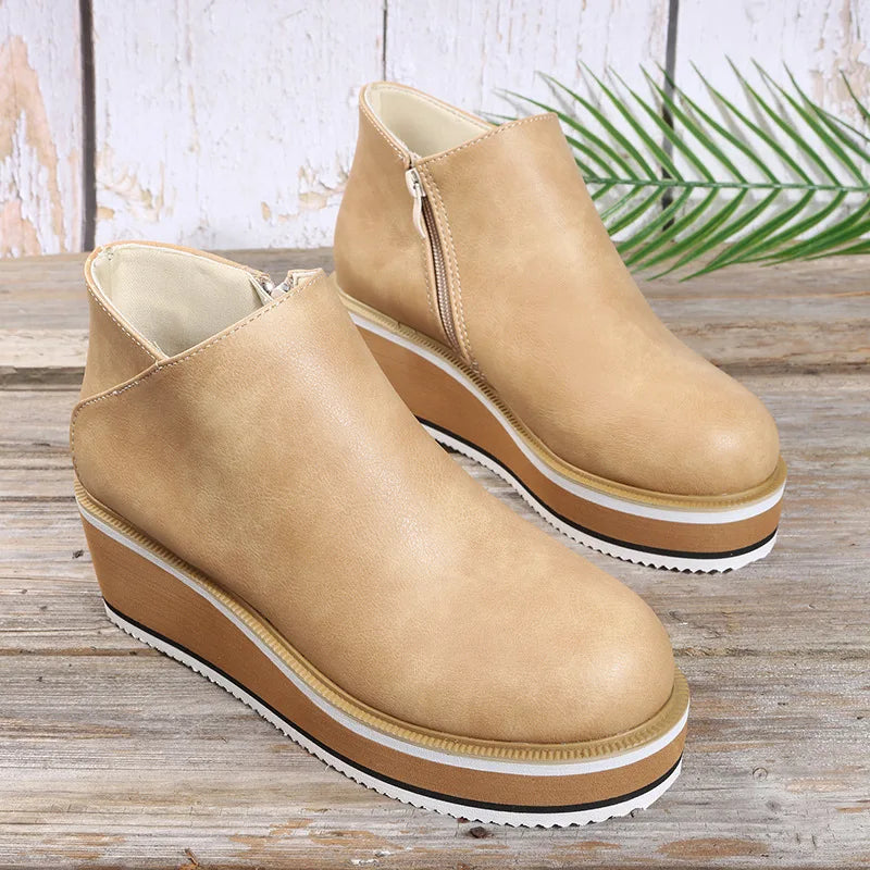 Coralie | Wedge Ankle Boots with Side Zip