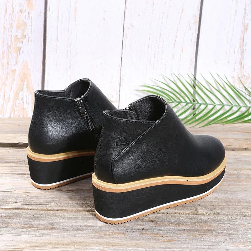 Coralie | Wedge Ankle Boots with Side Zip