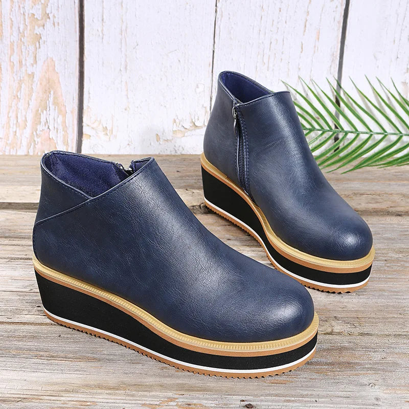 Coralie | Wedge Ankle Boots with Side Zip