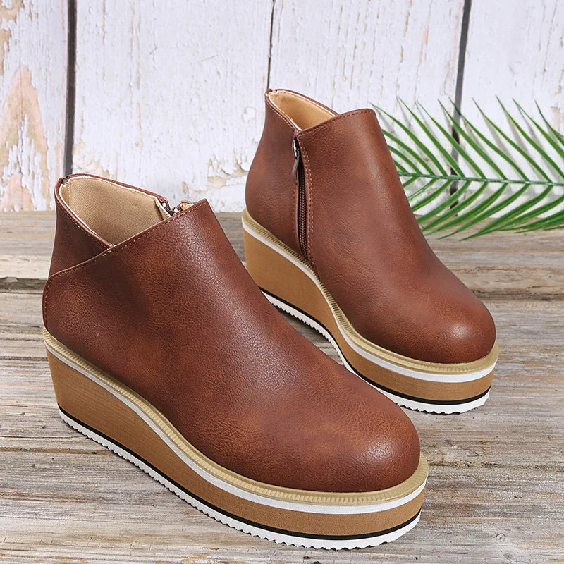 Coralie | Wedge Ankle Boots with Side Zip