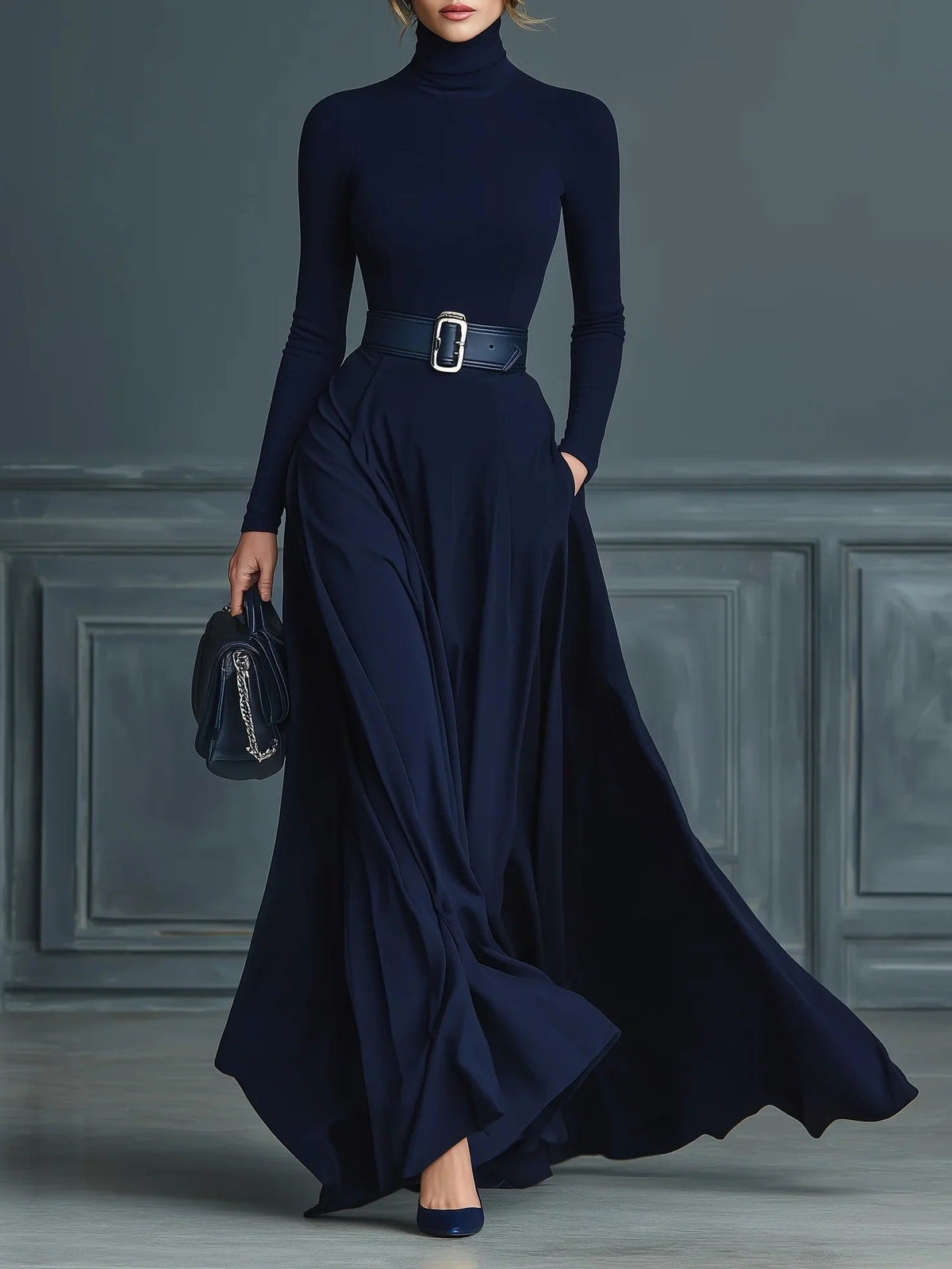 CORTLISS | HIGH-NECK MAXI DRESS