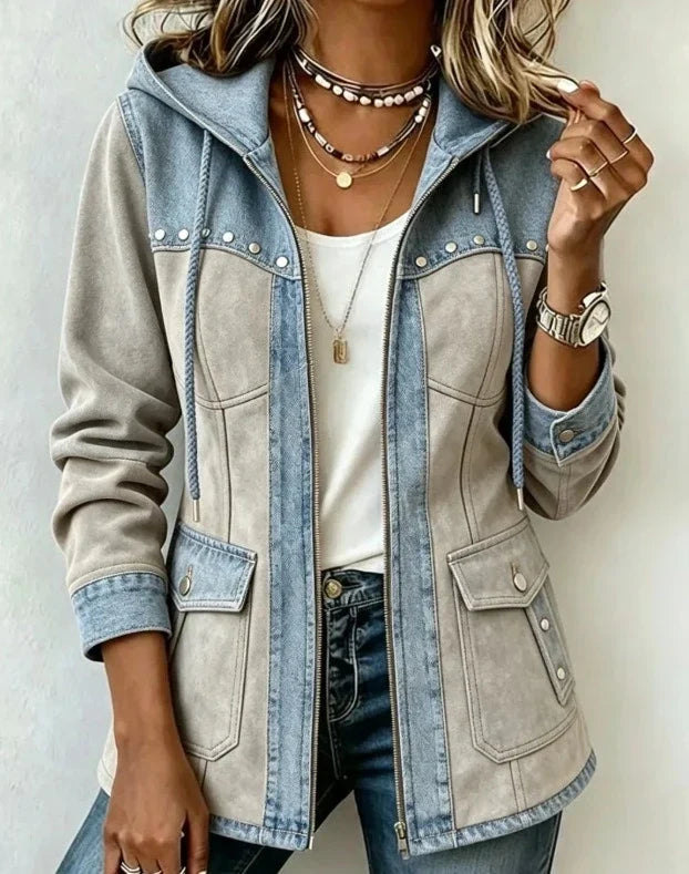 ELISE | Bi-Material Hooded Jacket