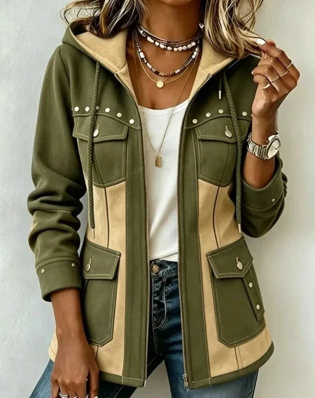ELISE | Bi-Material Hooded Jacket