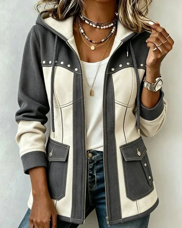 ELISE | Bi-Material Hooded Jacket