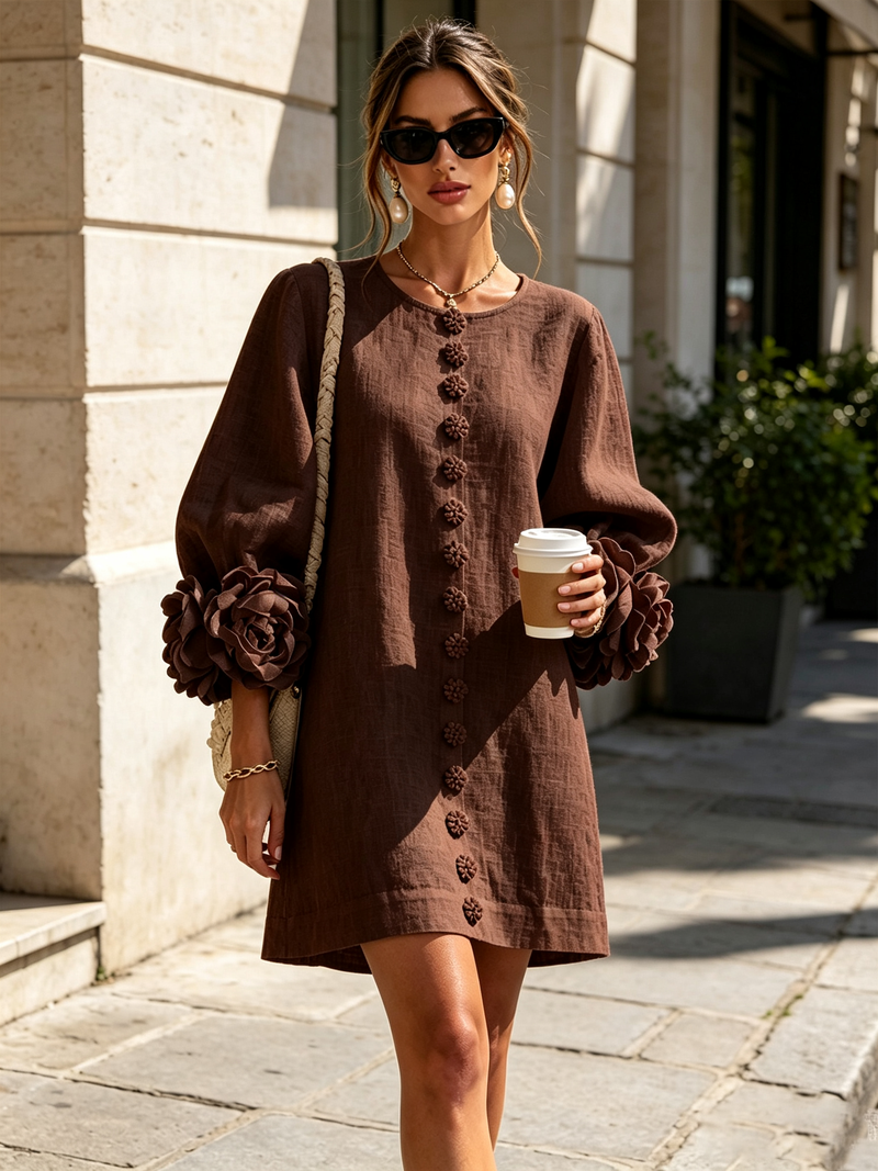 HINAN | ELEGANT MINI DRESS WITH FLORAL PRINT