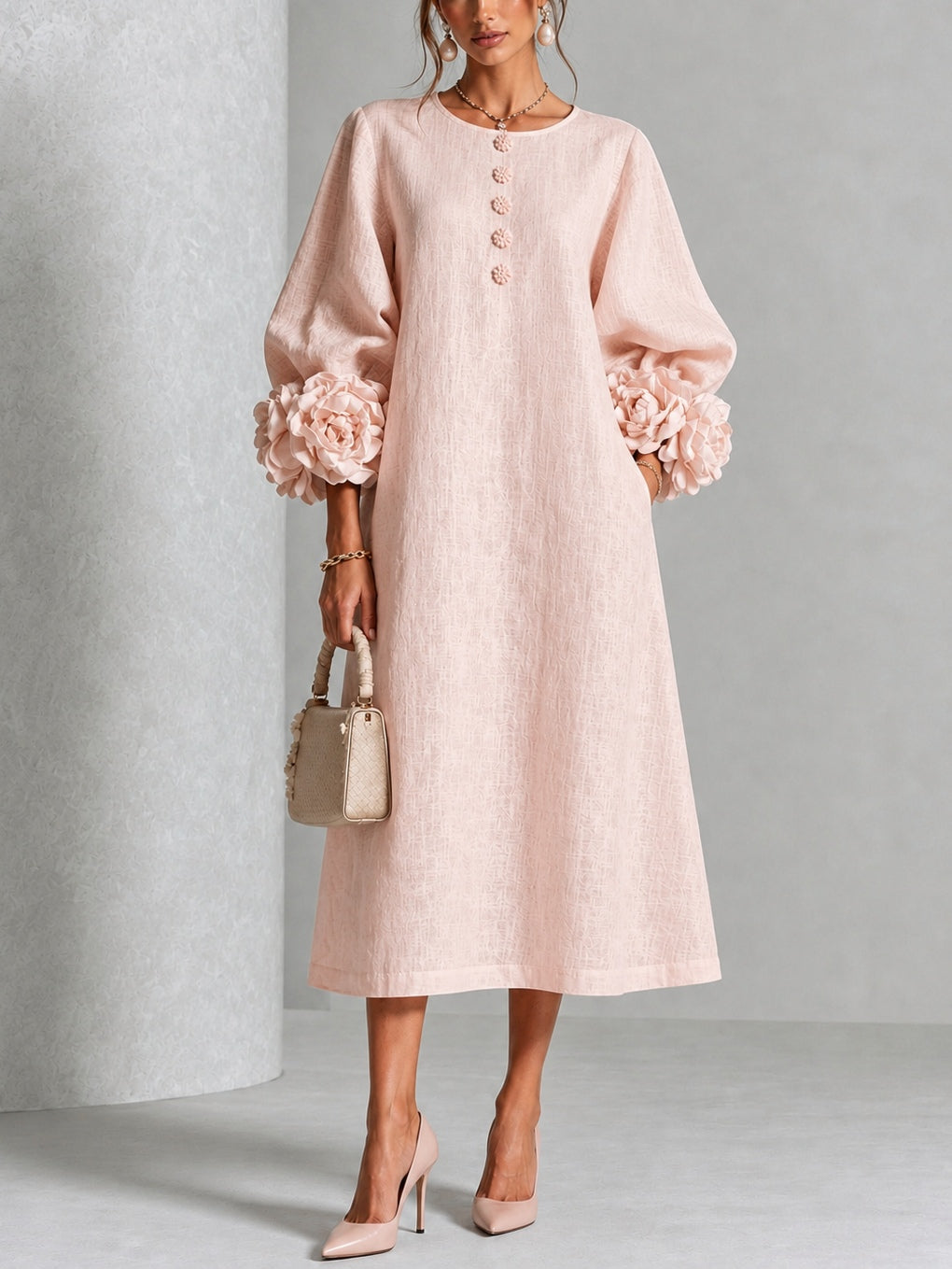 Liliane | Elegant Midi Dress with Flowers