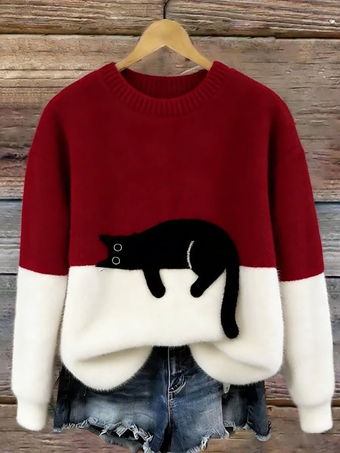 Carine | Elegant Oversized Jumper with Cat