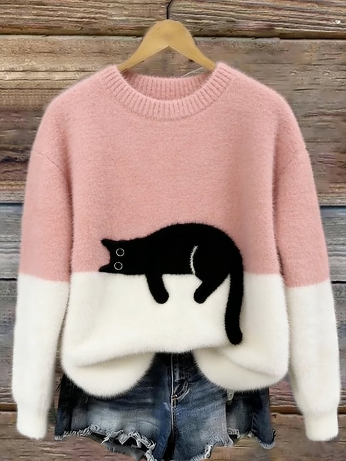 Carine | Elegant Oversized Jumper with Cat