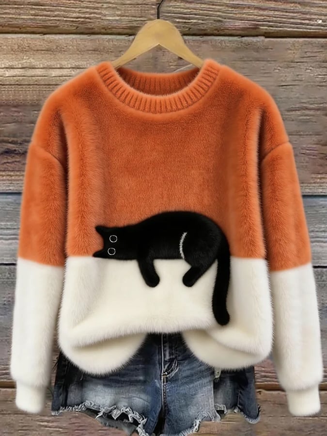 Carine | Elegant Oversized Jumper with Cat