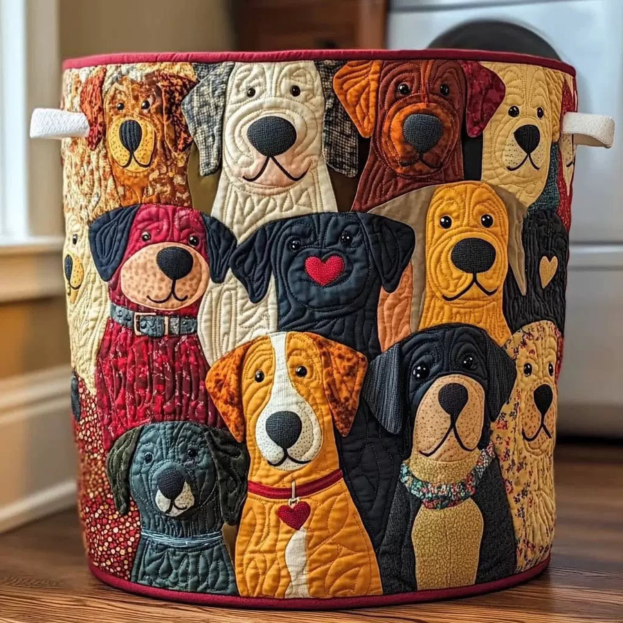 Barney | Patchwork Pup Parade Laundry Basket