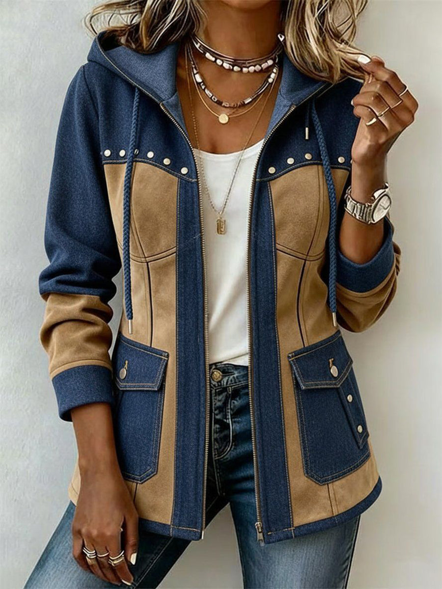 ELISE | Bi-Material Hooded Jacket