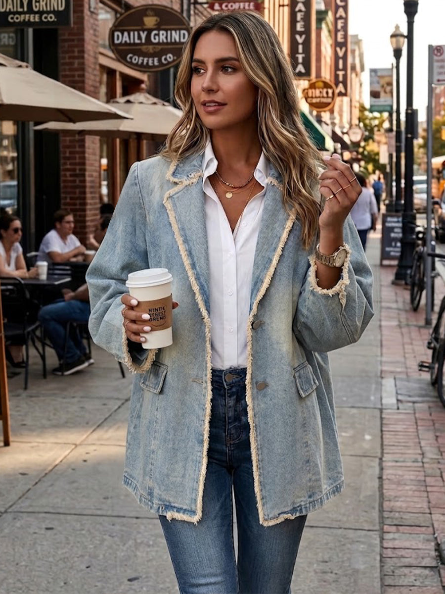 Dionne | Vintage Style Blazer with Raw Edges